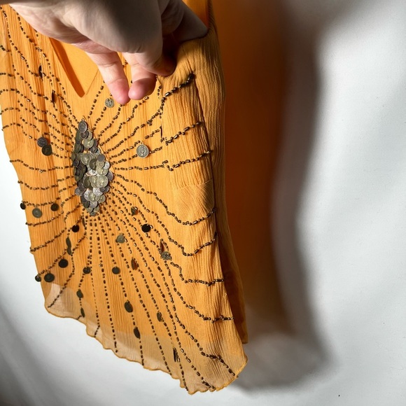 Doncaster Orange Silk Beaded Embellished V-neck Tank MSRP $500 Size 2 - Picture 5 of 7